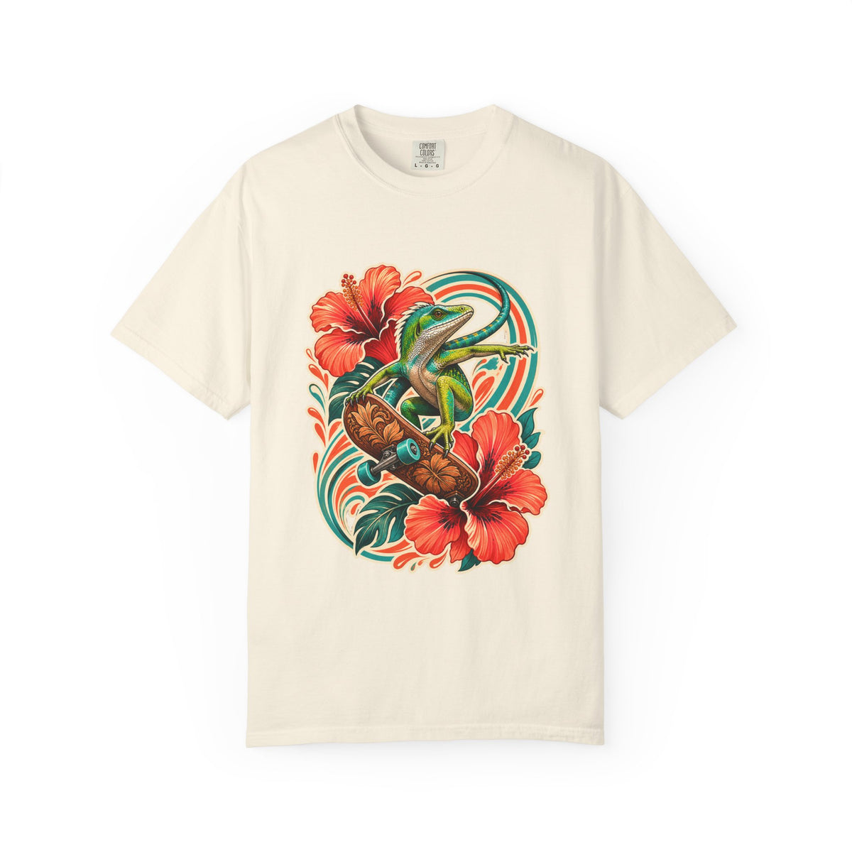 Hibiscus Skateboard Anole T-Shirt Graphic