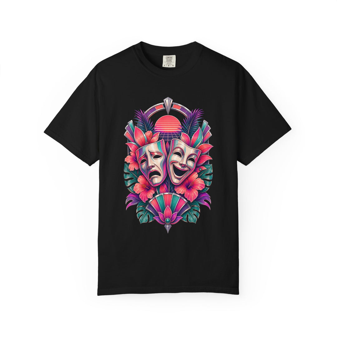 Vaporwave Botanical Theater Mask T-Shirt Graphic