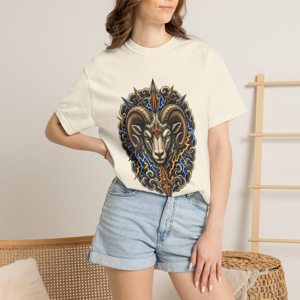 Tattoo Flash Thunder Ram T-Shirt Graphic