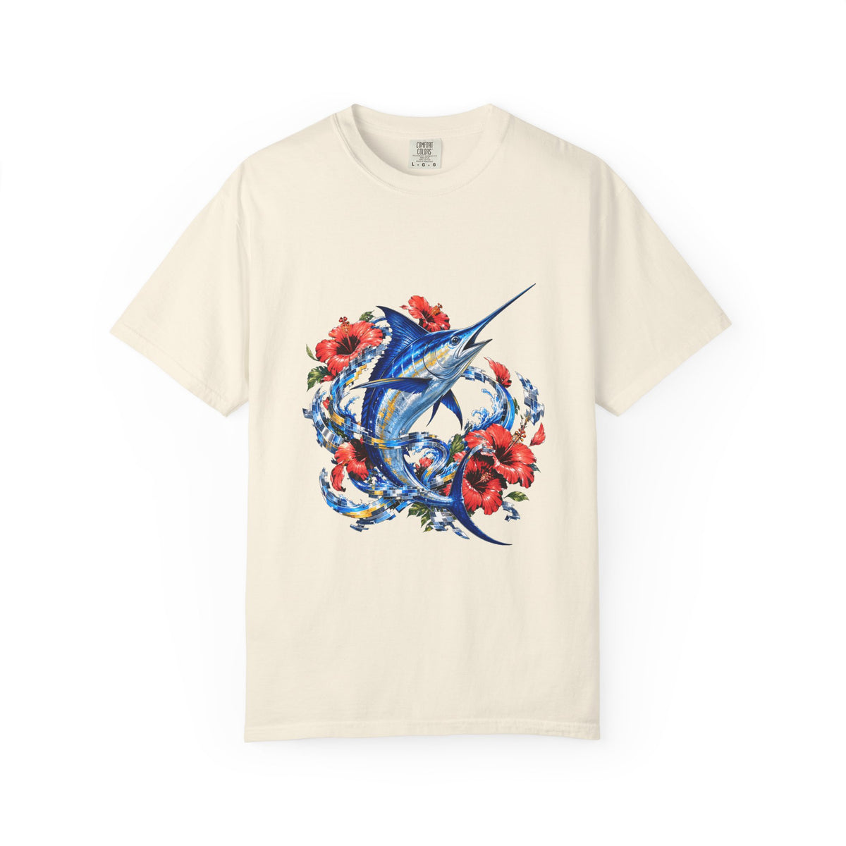 Hibiscus Glitch Swordfish Graphic Tee