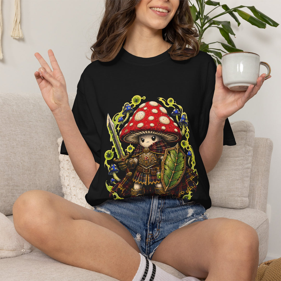 Acid Plaid Mushroom Knight T-Shirt Graphic