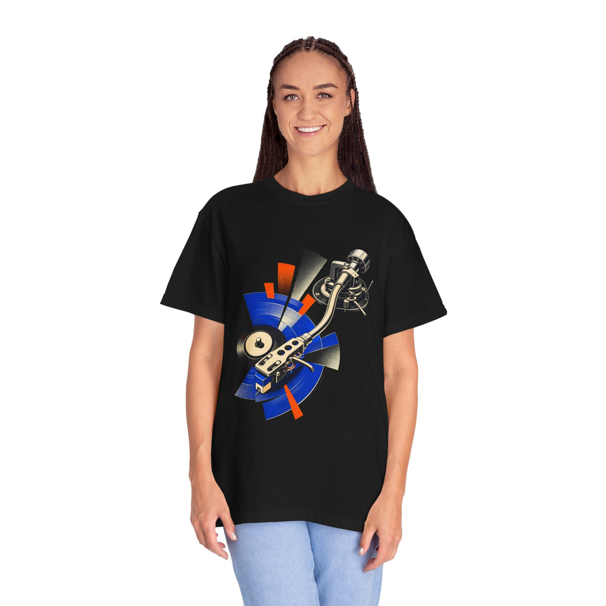 Cobalt Halftone Turntable Tonearm Graphic Tee