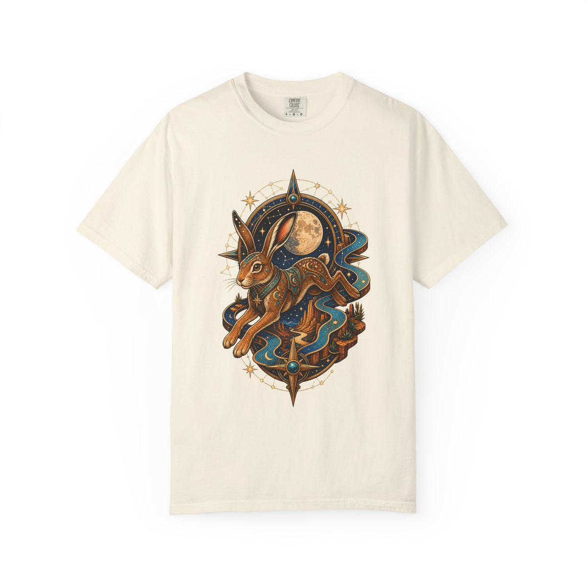 Celestial Desert Hare Compass T-Shirt Graphic