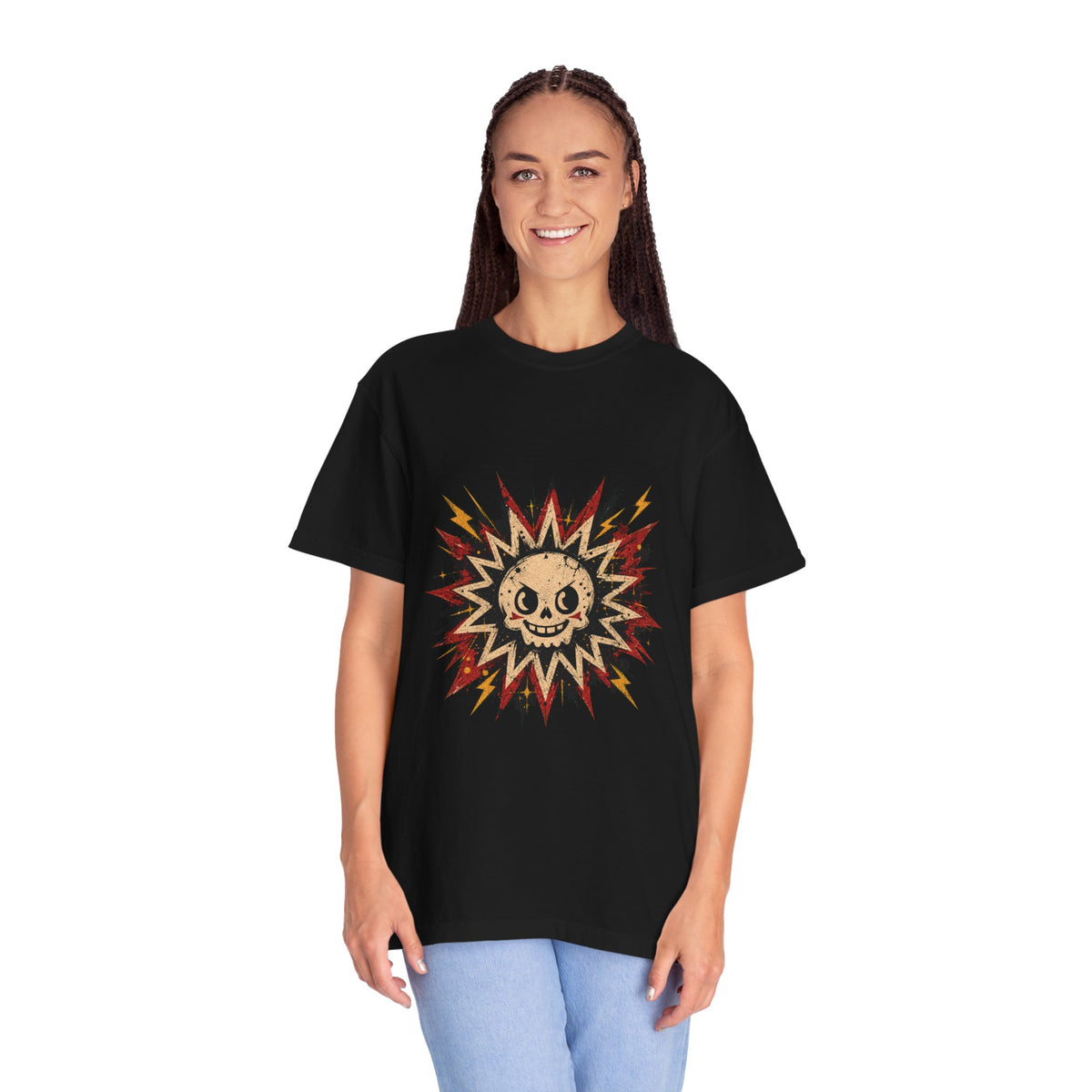 Happy Skull Sunburst T-Shirt Graphic