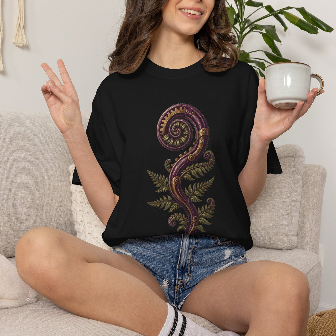 Plum Fiddlehead Clockwork Spiral Graphic Tee