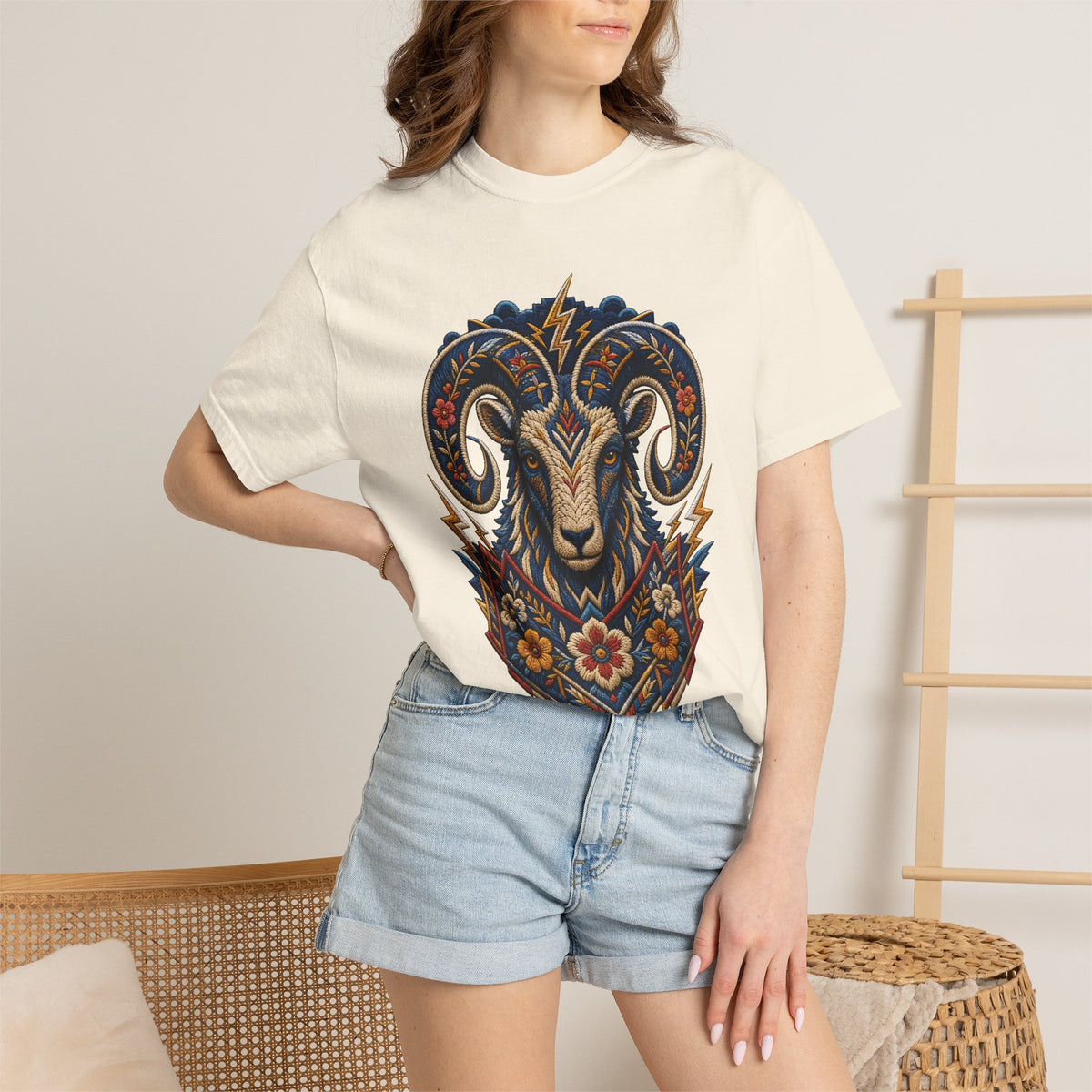 Embroidered Thunder Ram T-Shirt Graphic