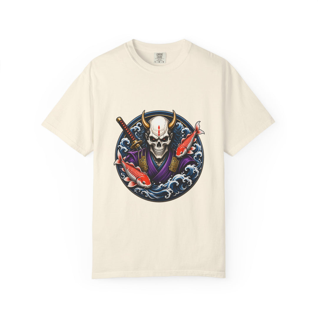 Horned Skull Koi Crest T-Shirt Graphic