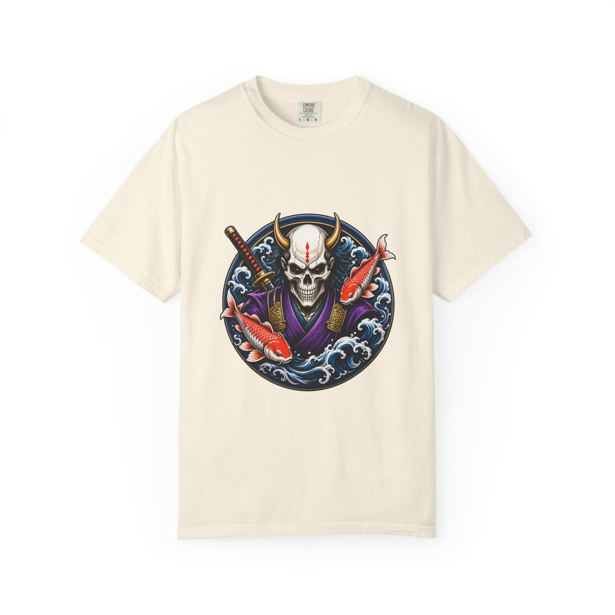 Horned Skull Koi Crest T-Shirt Graphic