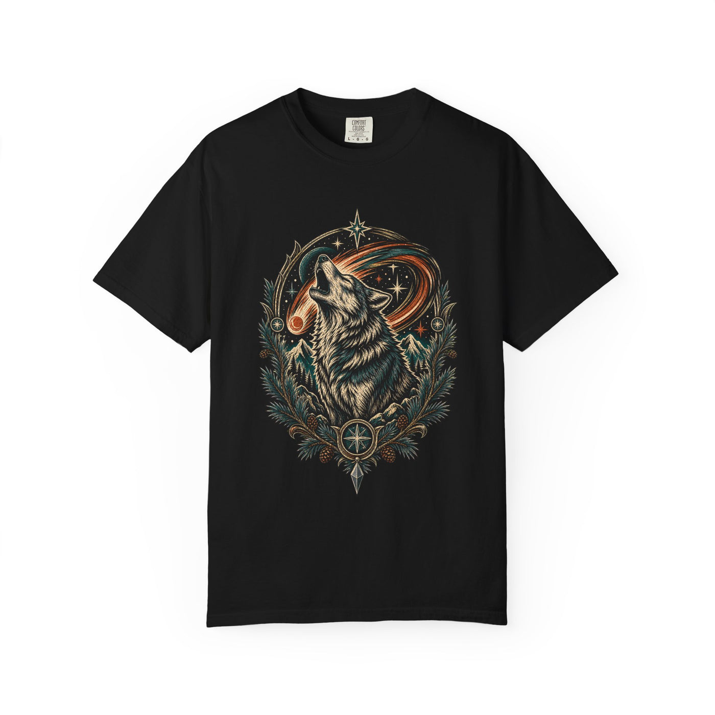 Woodcut Comet Wolf Graphic Tee