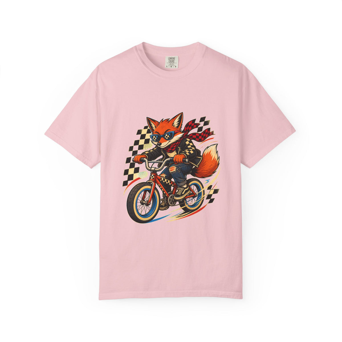 Checkerboard Alley Fox Cyclist T-Shirt Graphic