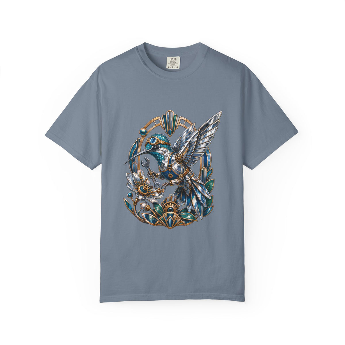 Chrome Neo-Deco Hummingbird Mechanic T-Shirt Graphic