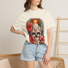 Tropical Hibiscus Skull Graphic T-Shirt