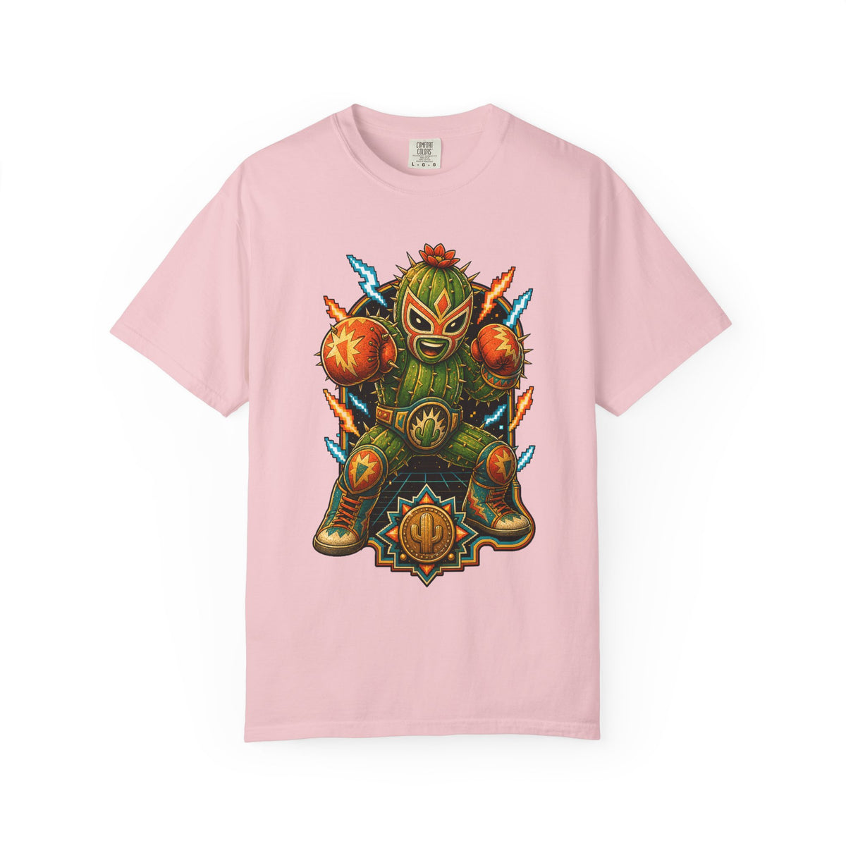Retro Arcade Cactus Wrestler T-Shirt Graphic