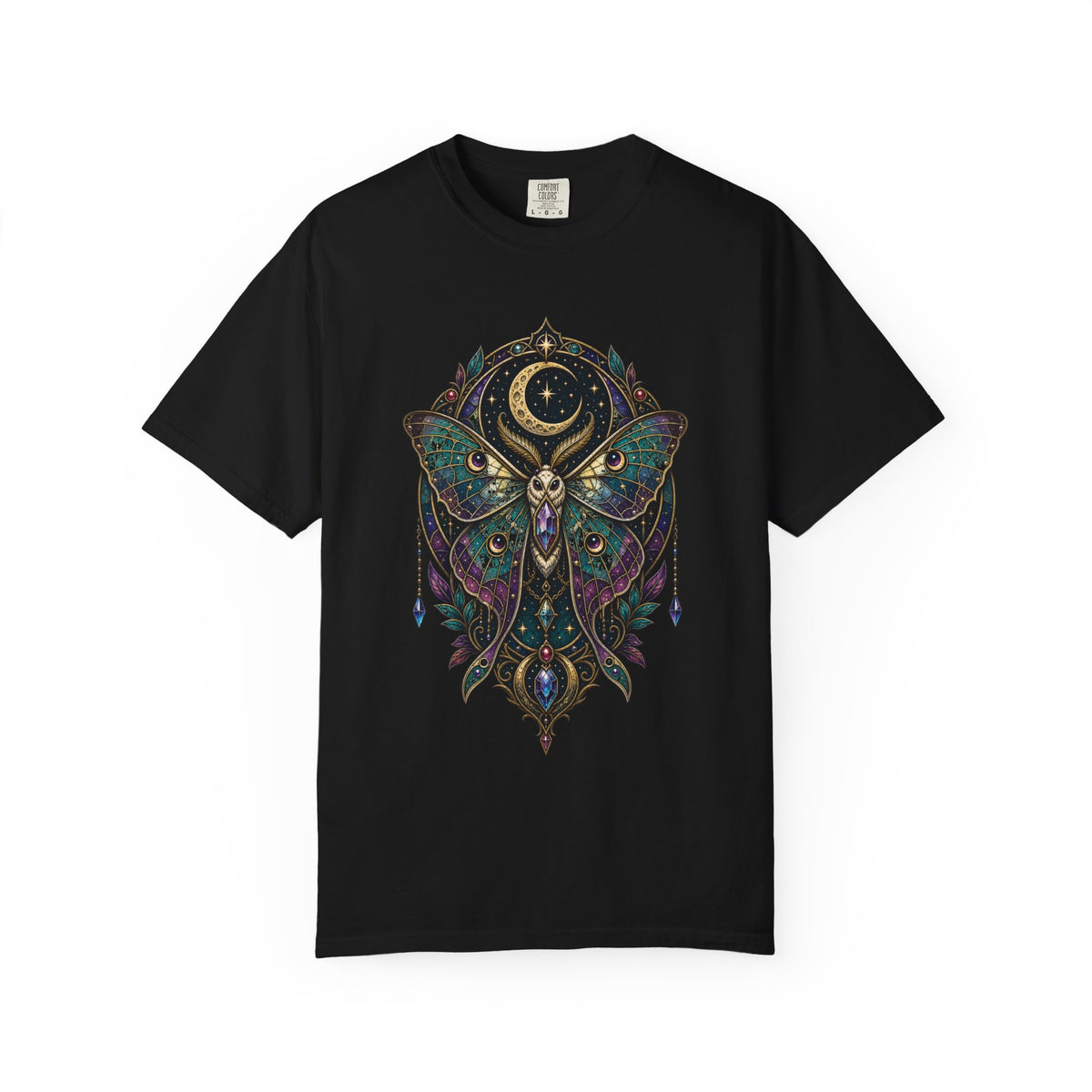 Lunar Moth Oracle Stained Glass T-Shirt Graphic