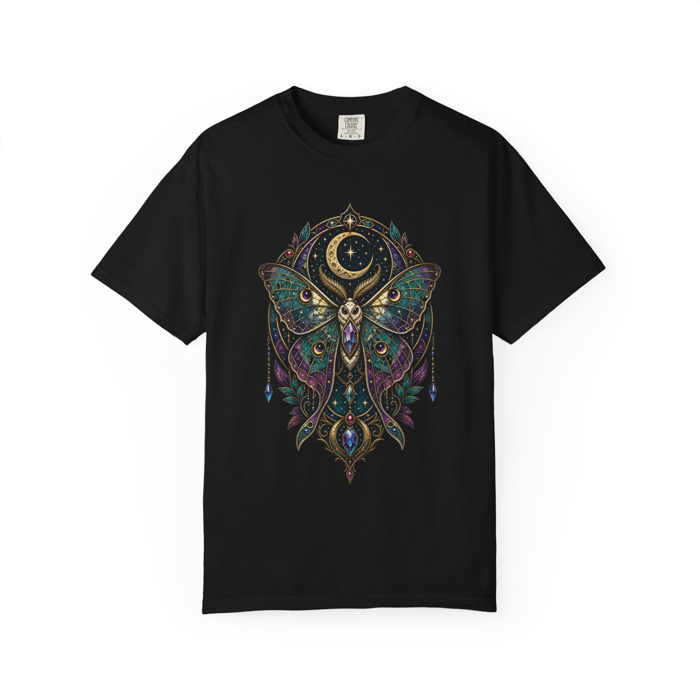 Lunar Moth Oracle Stained Glass T-Shirt Graphic