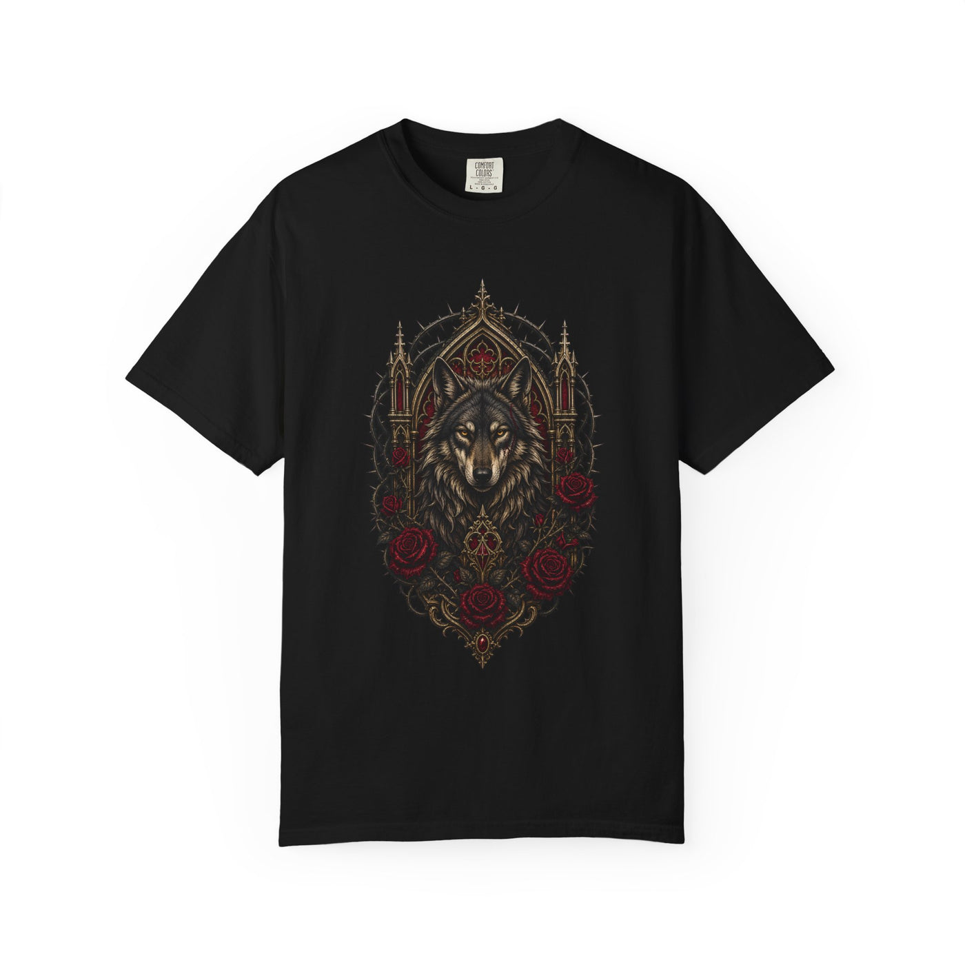 Cherry Thorn Wolf Gothic T-Shirt Graphic