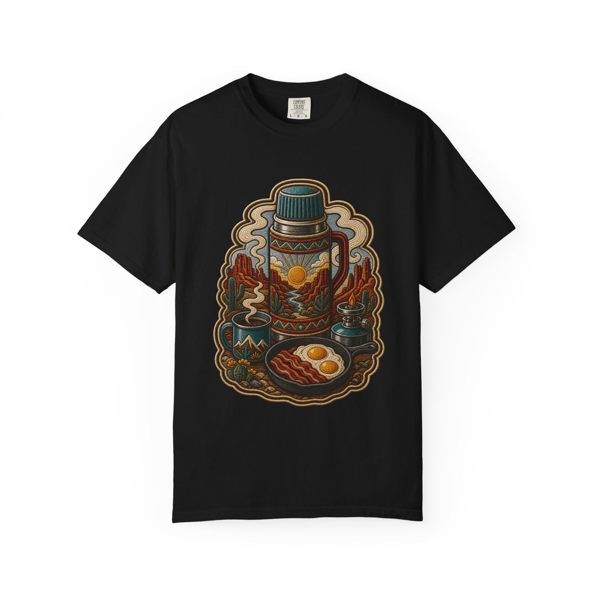 Embroidered Canyon Breakfast Thermos T-Shirt Graphic