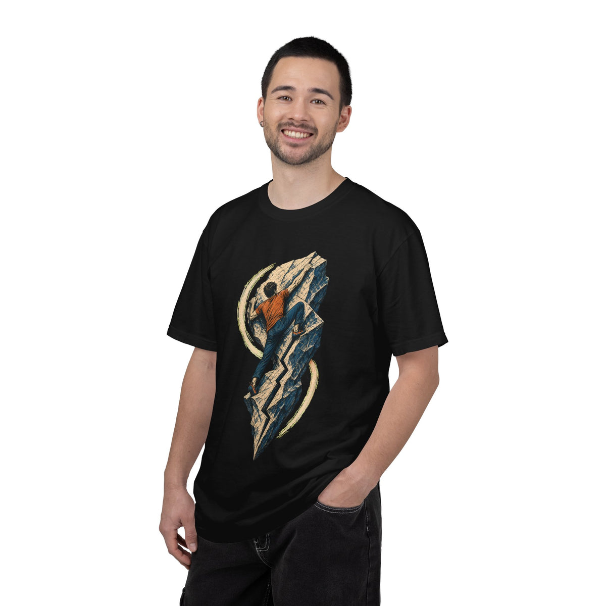 Split Boulder Free Climber Linocut Tee