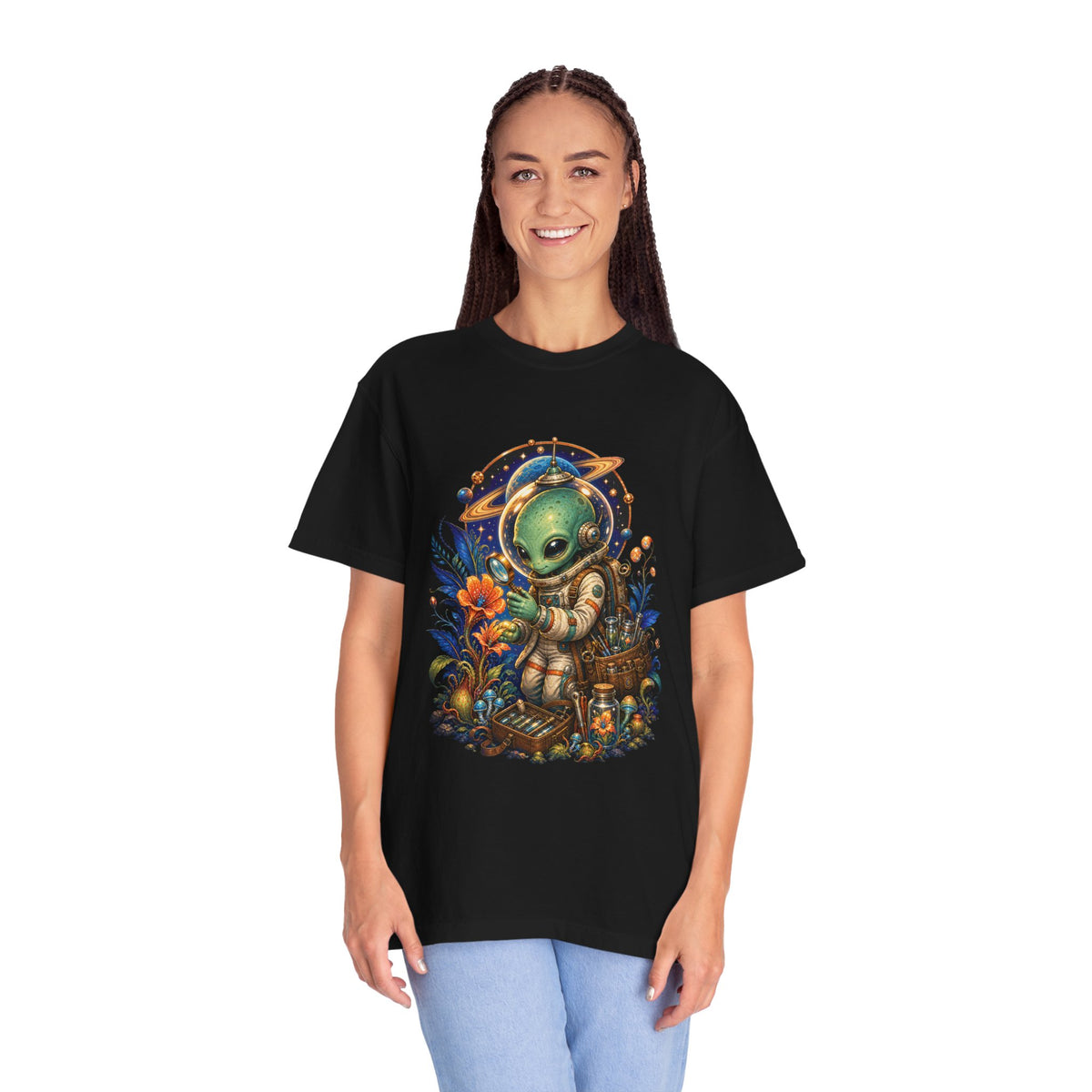 Alien Field Botanist Retro T-Shirt Graphic