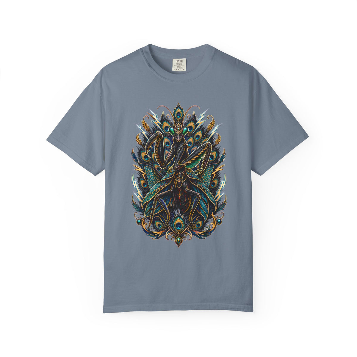 Velvet Thunder Peacock Mantis Graphic Tee