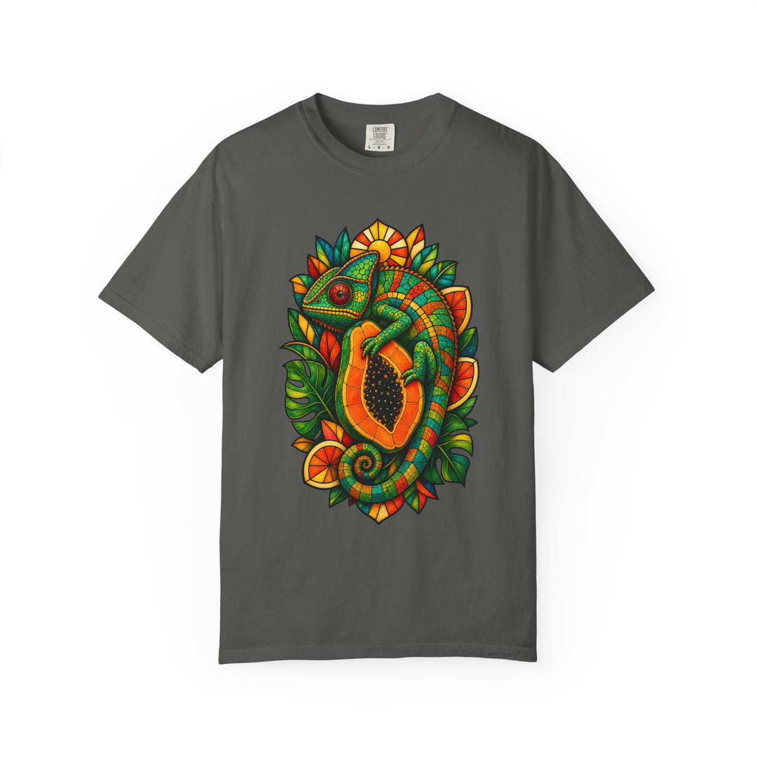 Stained Glass Papaya Chameleon Graphic Tee