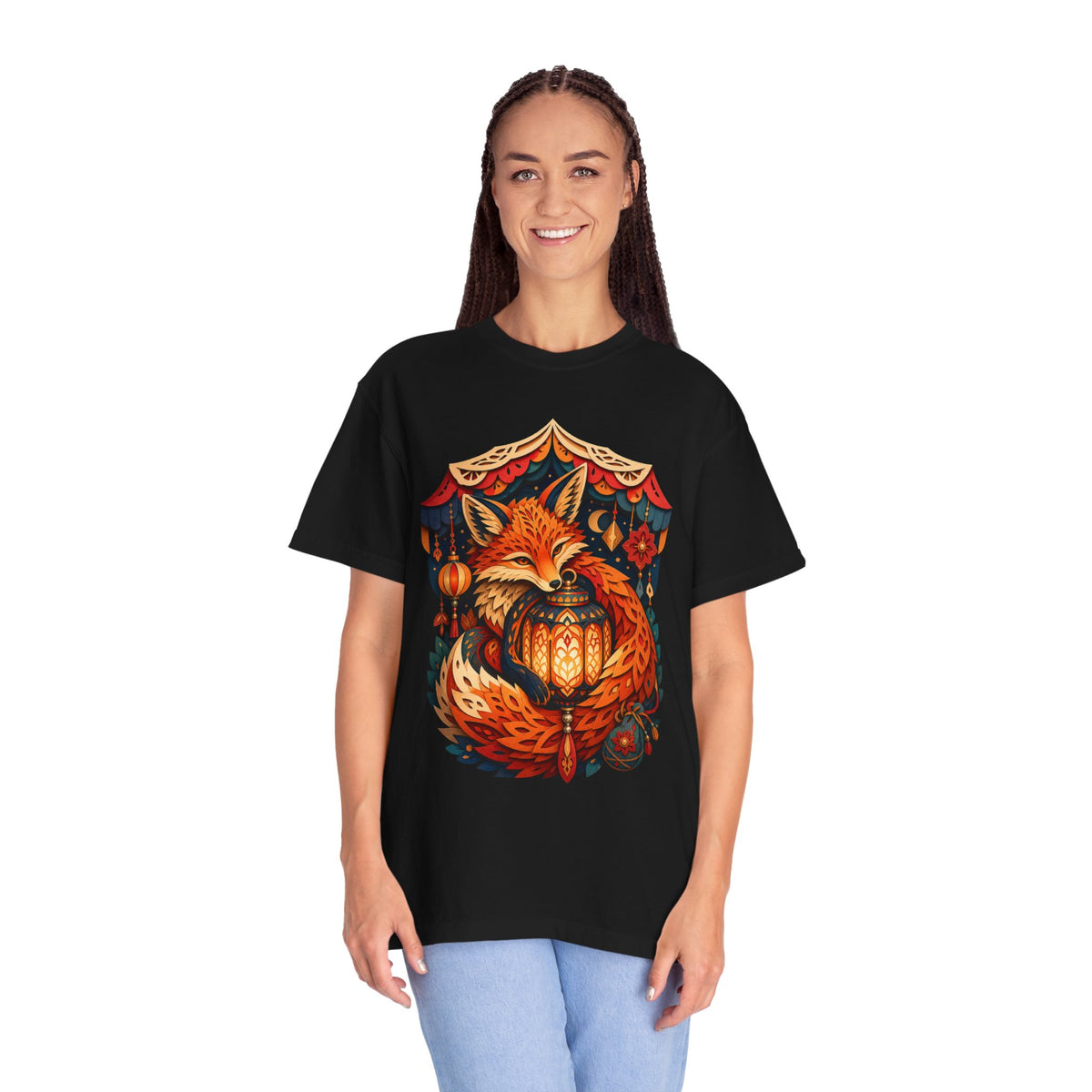 Paper Cut Fox Lantern T-Shirt Graphic