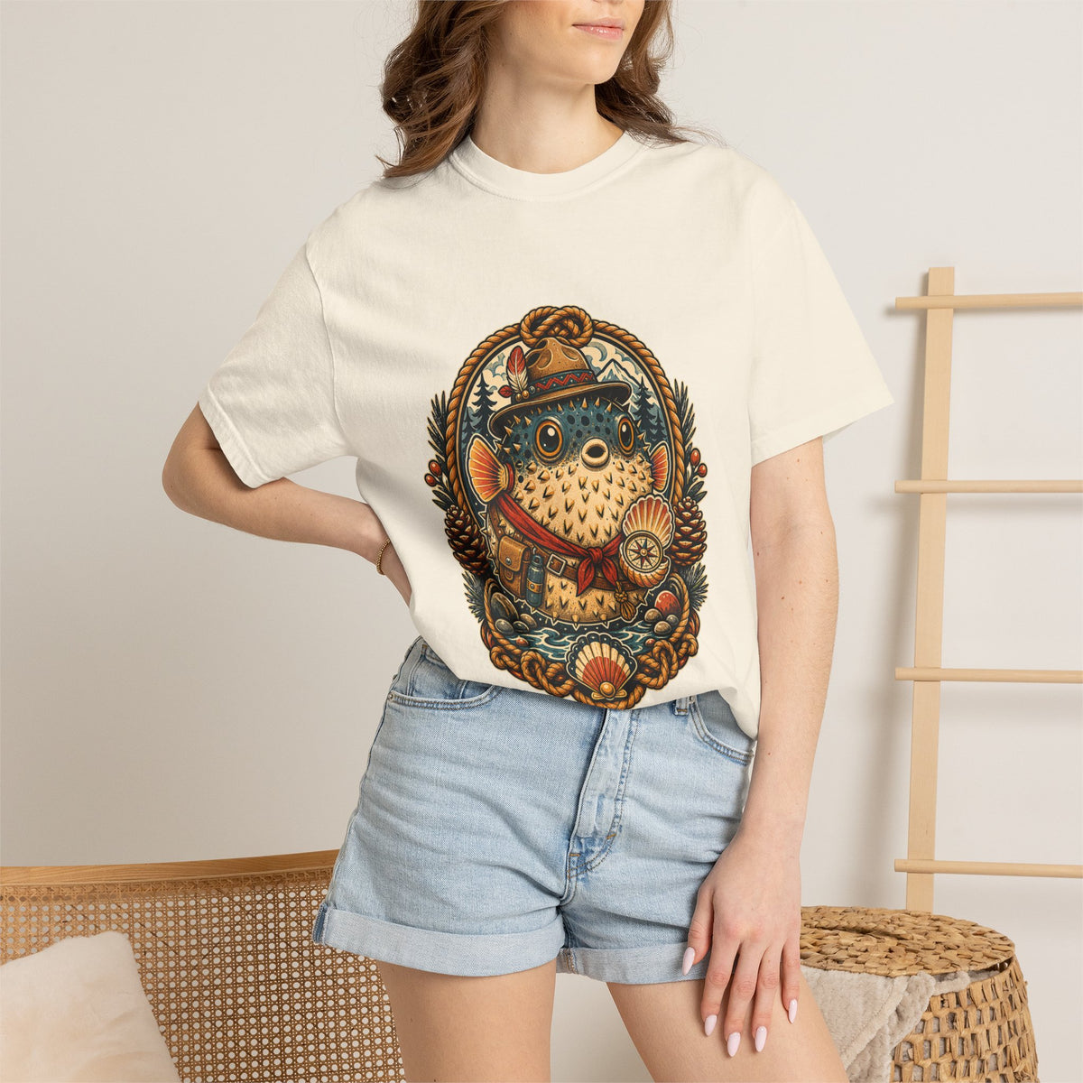 Folk Tattoo Pufferfish Ranger Graphic Tee