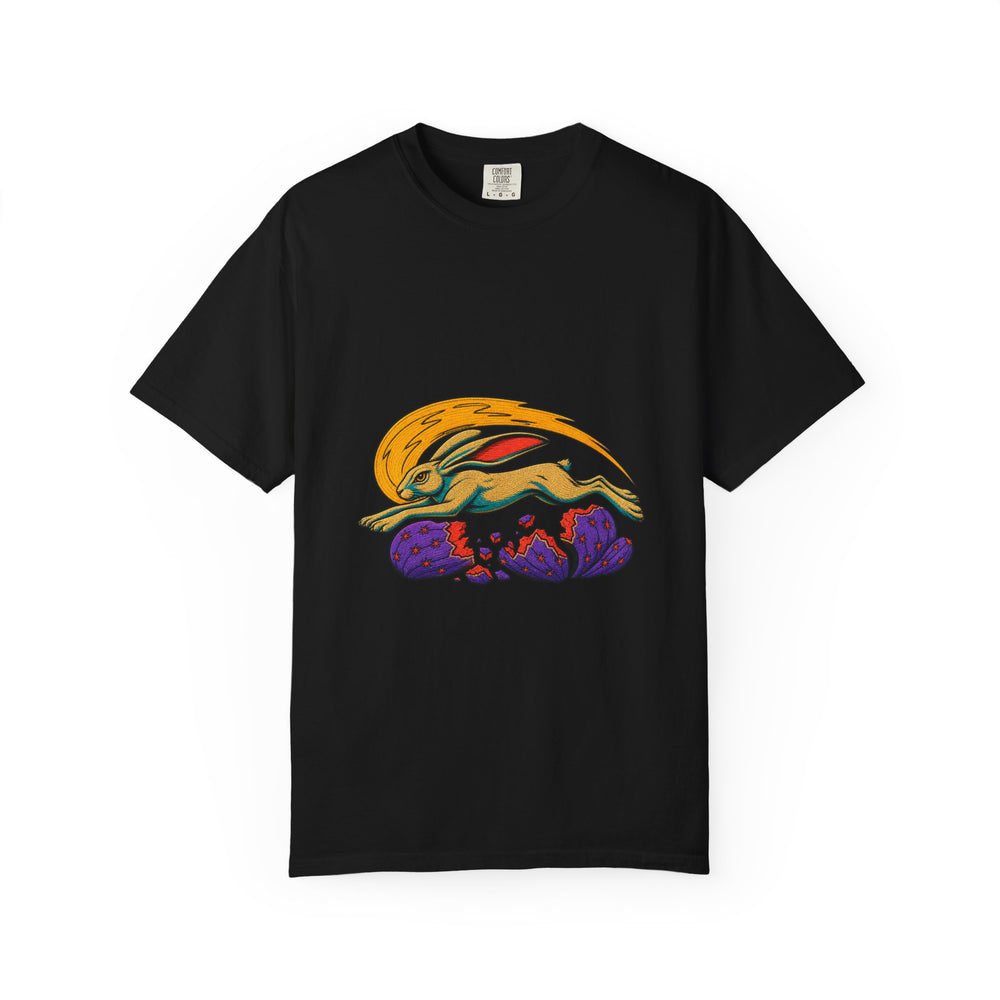 Meteor Jackrabbit Embroidered Western Graphic Tee graphic on a Black tee