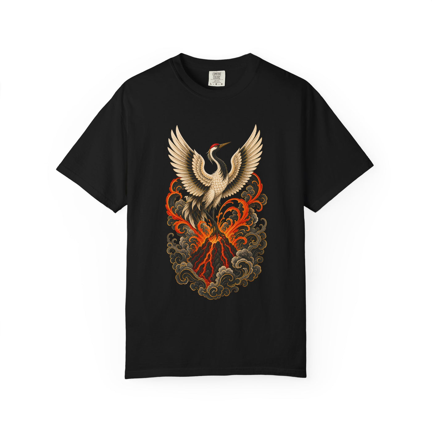 Tattoo Flash Volcano Crane Graphic Tee