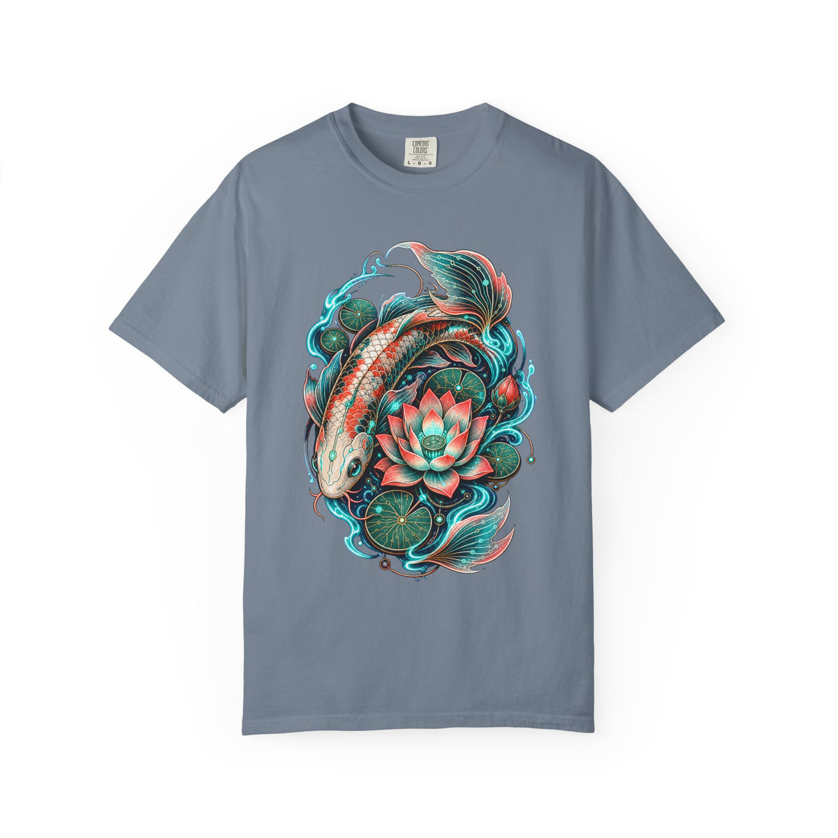 Cyber Botanical Koi Graphic T-Shirt