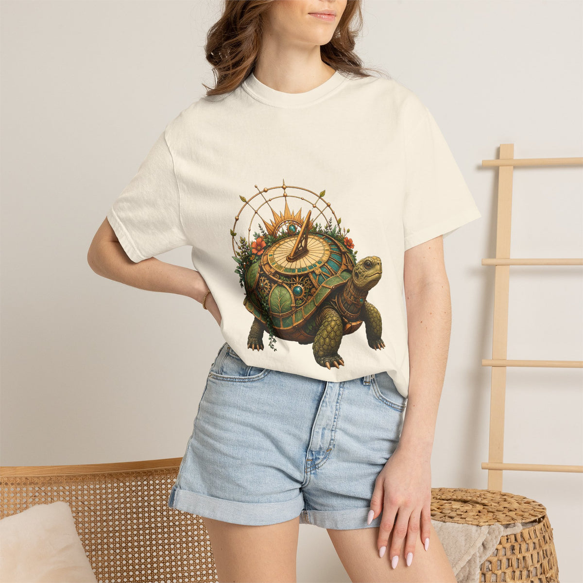 Solarpunk Sundial Tortoise Graphic Tee