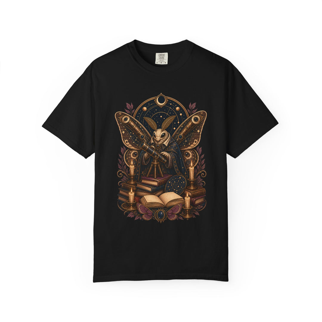Dark Academia Library Moth Astronomer T-Shirt Graphic