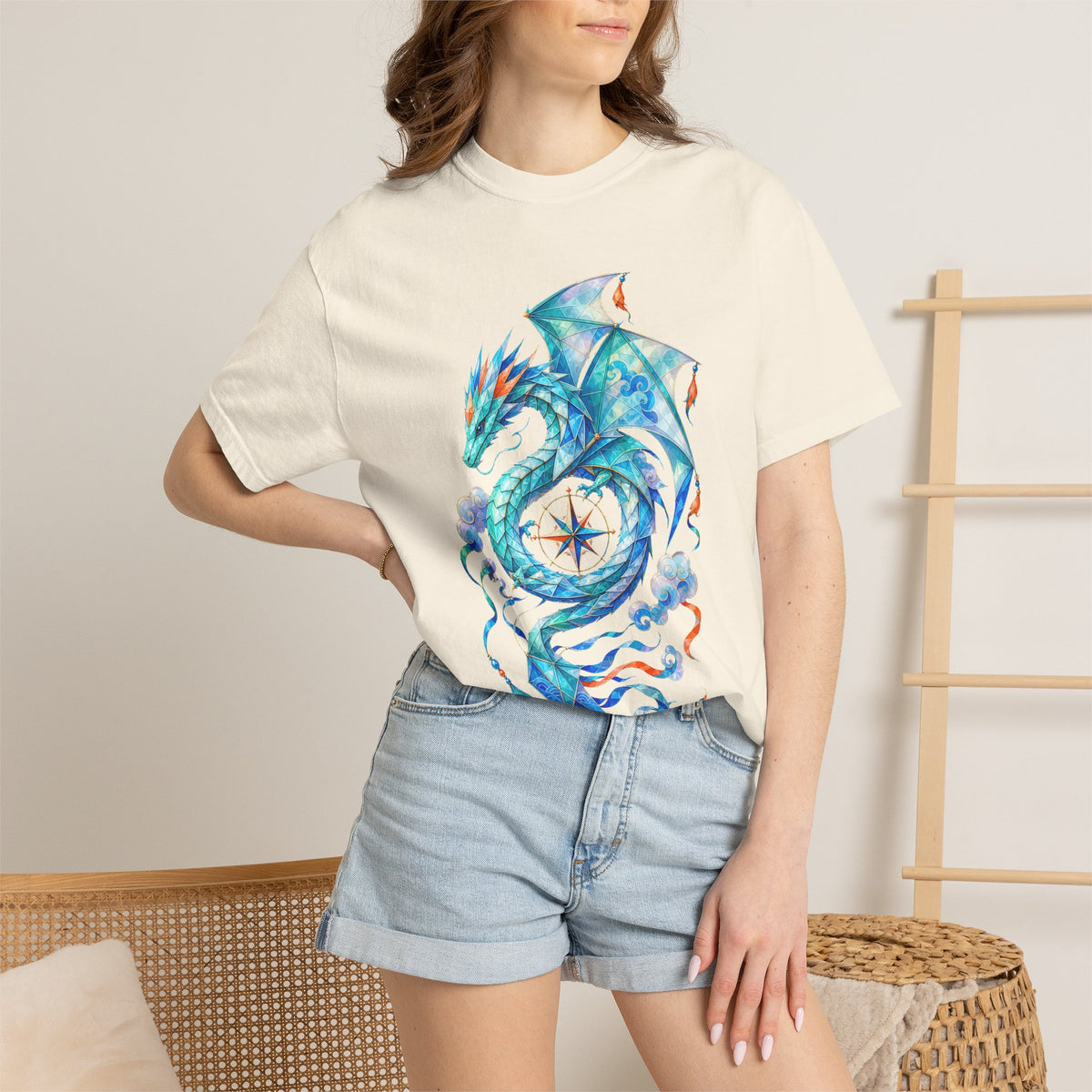Aquamarine Paper Kite Dragon Graphic Tee