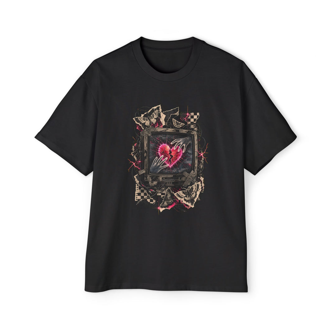 Broken Screen Valentine Heavy Oversized Emo Tee