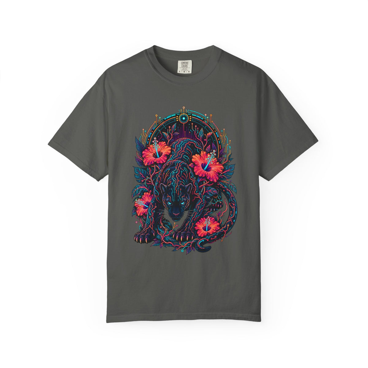 Neon Circuit Panther Bloom Graphic Tee