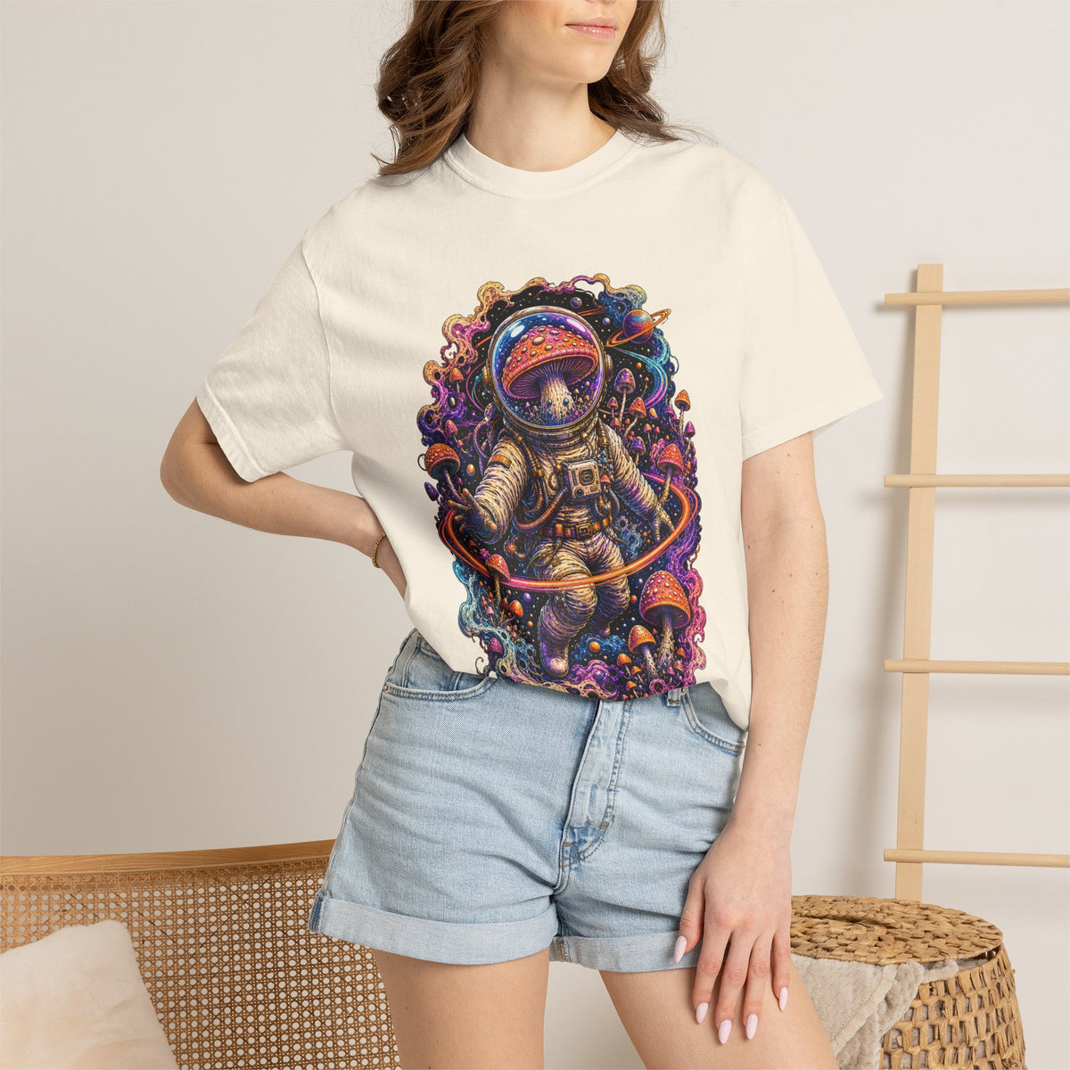 Psychedelic Mushroom Astronaut T-Shirt Graphic