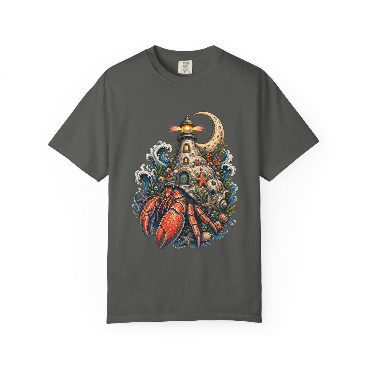 Cosmic Hermit Crab Lighthouse Graphic T-Shirt