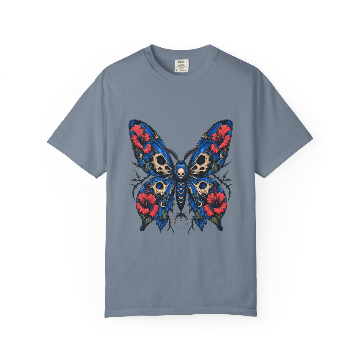 Cerulean Hibiscus Reaper Moth Graphic Tee