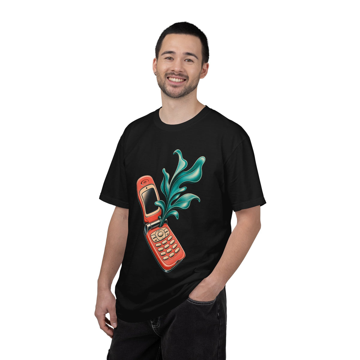 Coral Flip Phone Botanical Graphic Tee