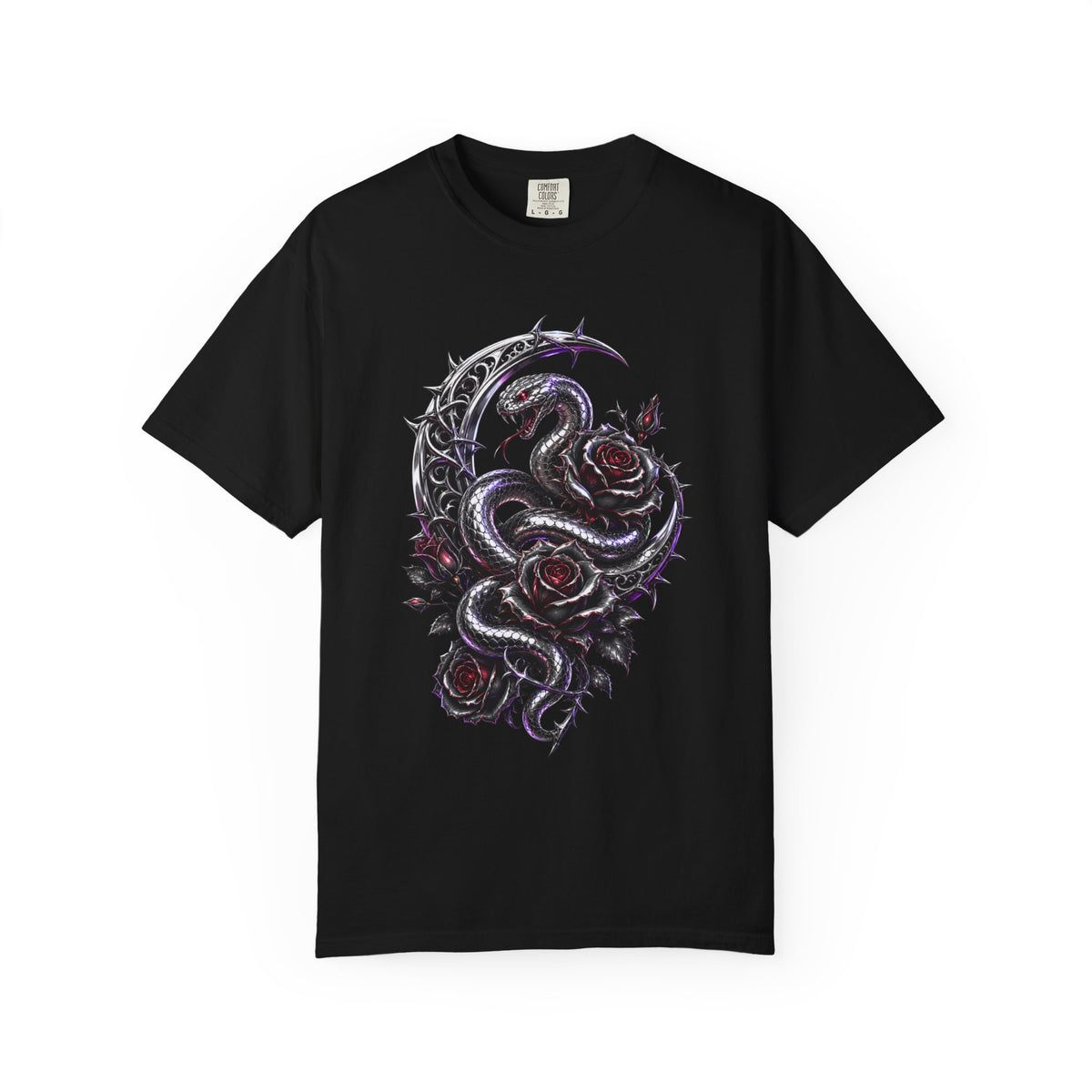 Chrome Rose Serpent Gothic Graphic T-Shirt