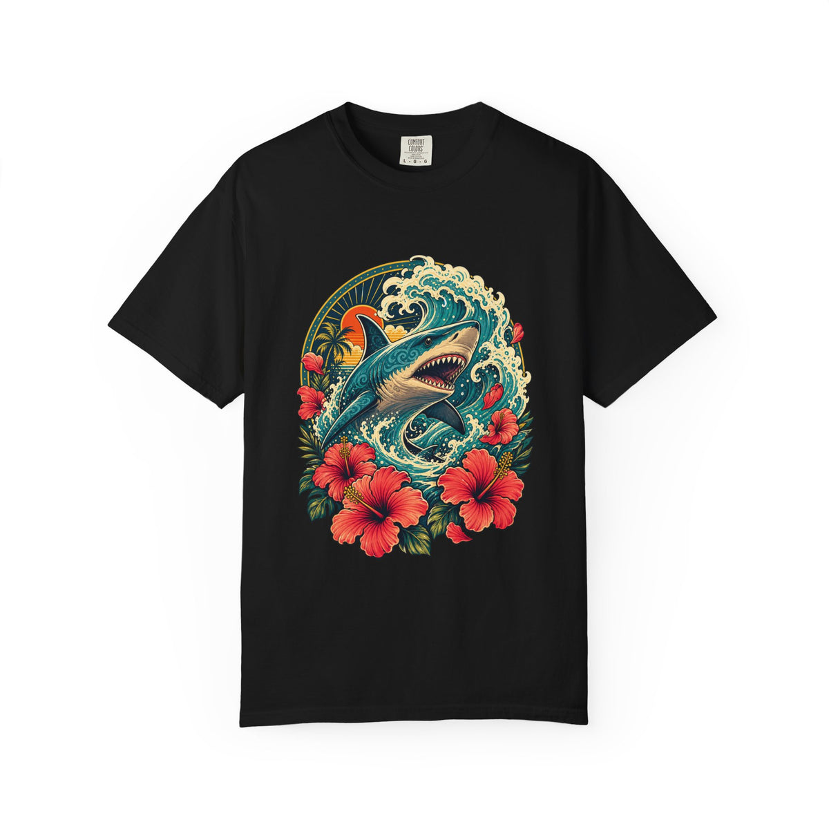 Hibiscus Shark Surf Spirit T-Shirt Graphic