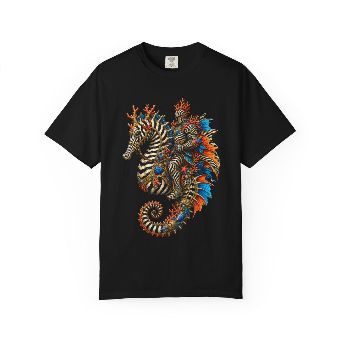 Zebra Coral Seahorse Rider Graphic Tee