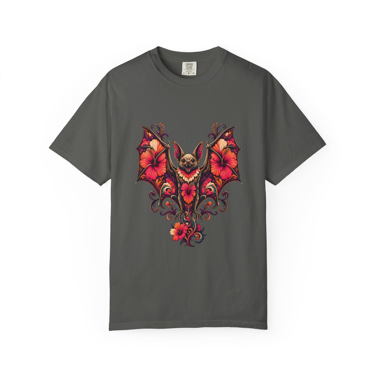 Psychedelic Hibiscus Bat Graphic Tee