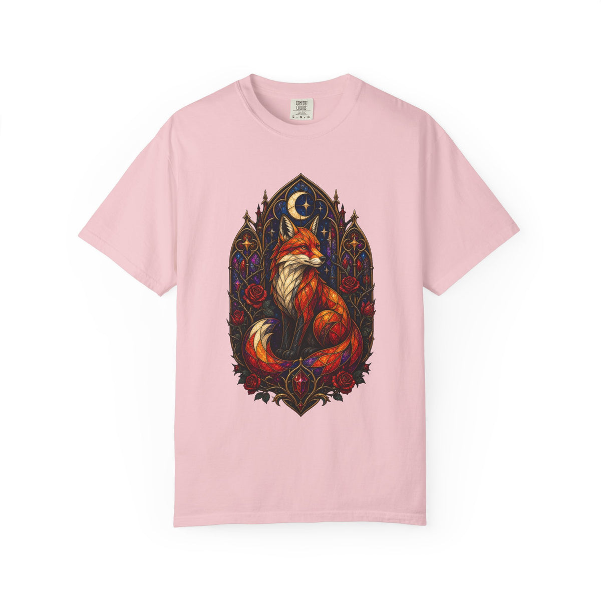 Gothic Stained Glass Fox T-Shirt Graphic