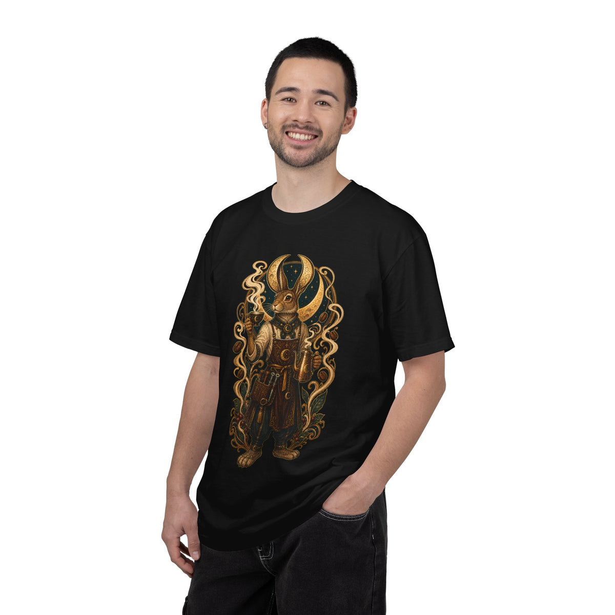 Espresso Moon Hare Art Nouveau T-Shirt Graphic