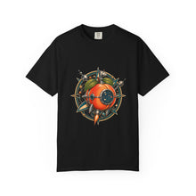 Retro Futurist Peach Satellite Cartographer T-Shirt Graphic