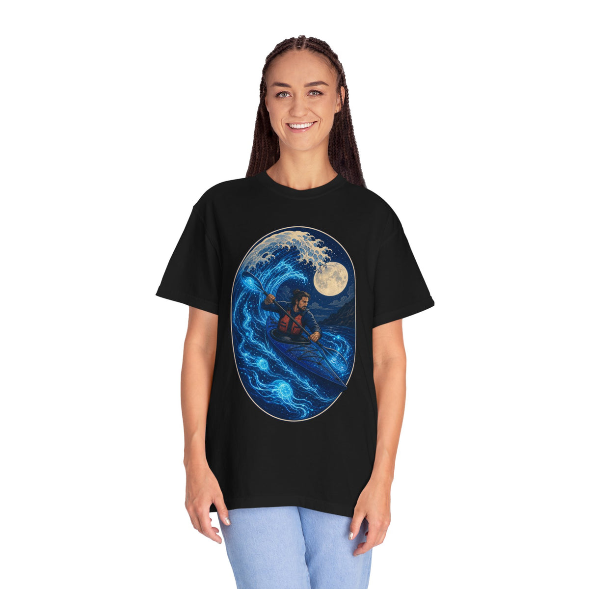 Bioluminescent Night Paddler Cyanotype Graphic Tee
