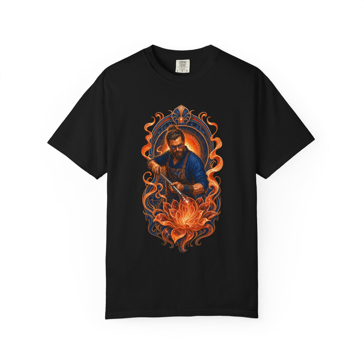 Flame Bloom Glassblower Art Nouveau Graphic Tee