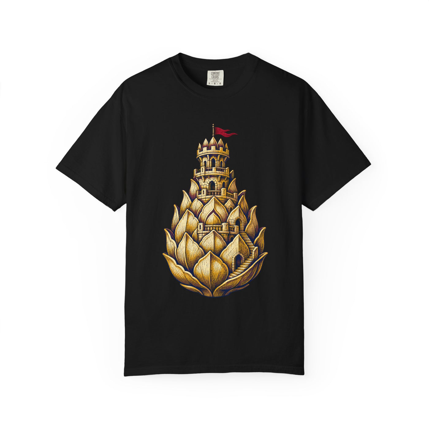 Artichoke Watchtower Medieval Woodcut Graphic Tee