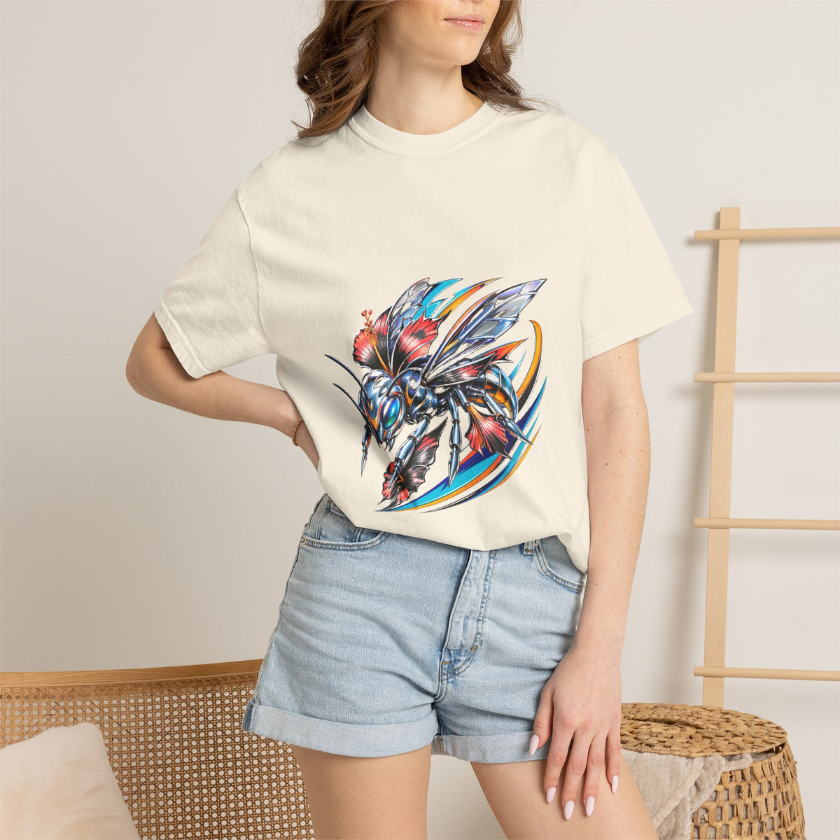 Chrome Hibiscus Hornet Racer Graphic Tee